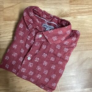 Mens Peter Millar 100% Linen Kiva Beach Short Sleeve button Up Shirt- Medium‎